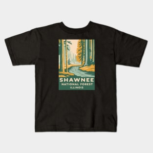 Shawnee National Forest Retro Travel Poster Kids T-Shirt